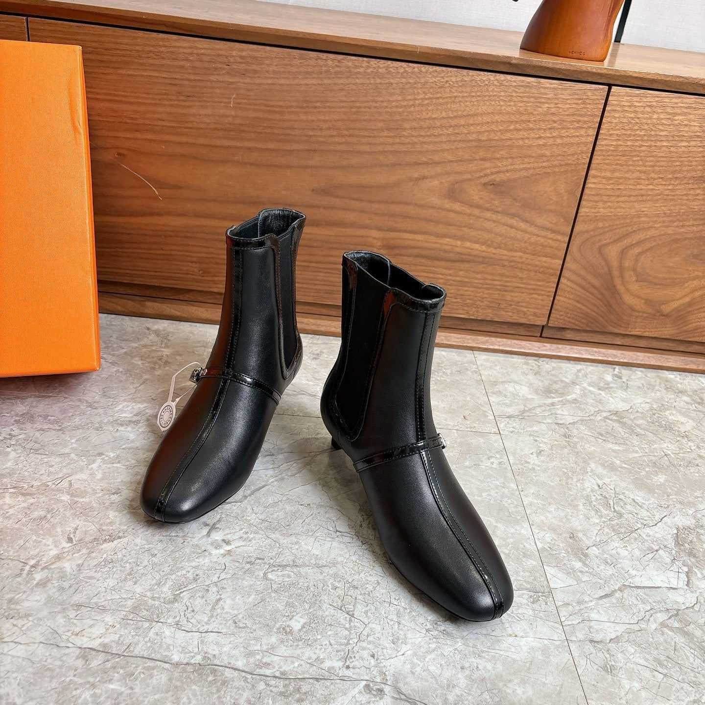 HM Lolita 40 Ankle Boot Black Nappa Leather 541282