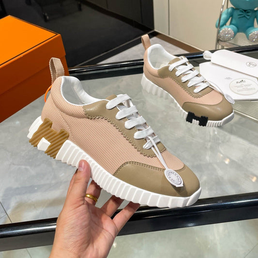 HM Bouncing Sneakers Khaki Mesh and Sport Goatskin 531343