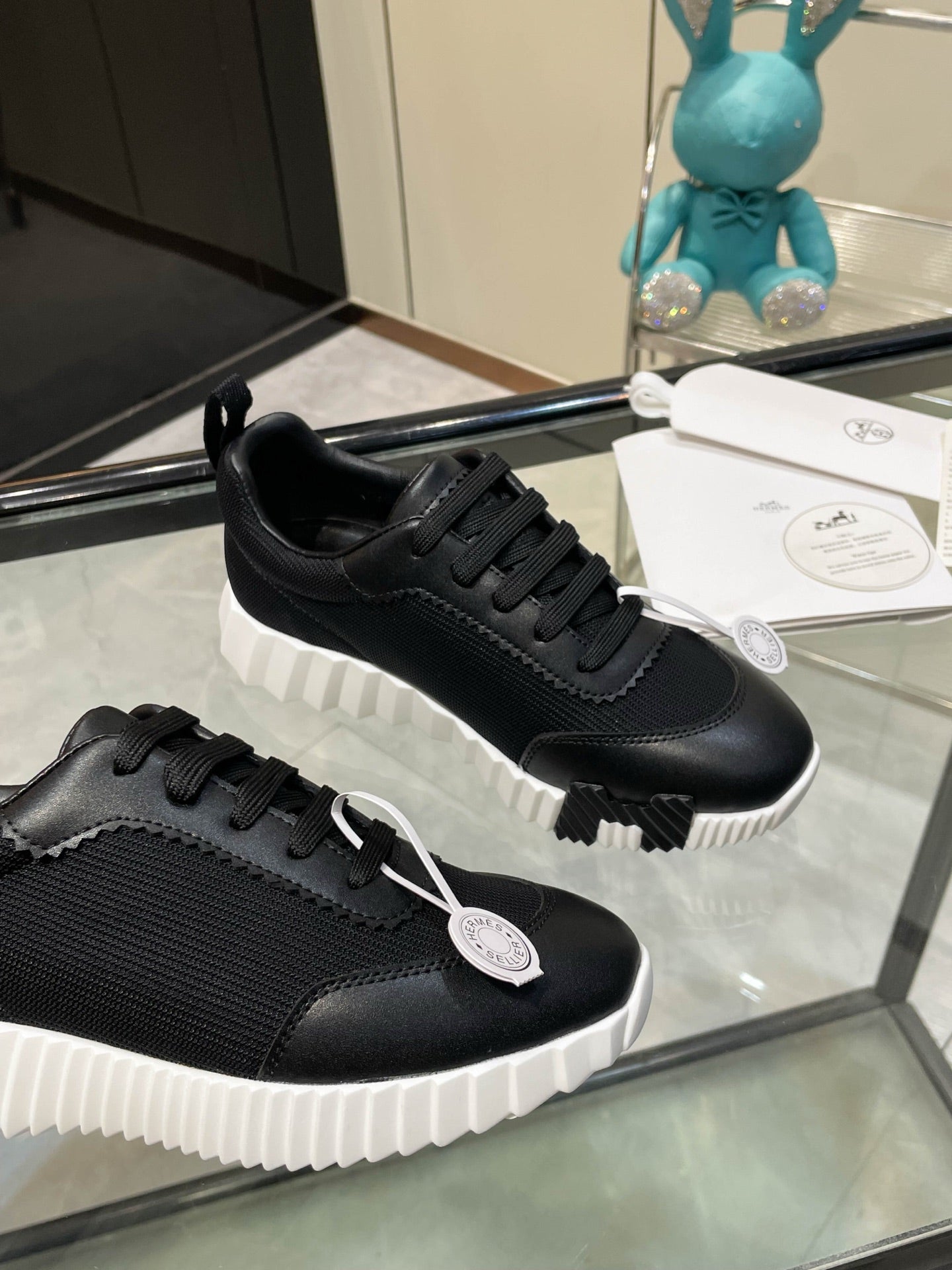 HM Bouncing Sneakers Black Mesh and Sport Goatskin 531347