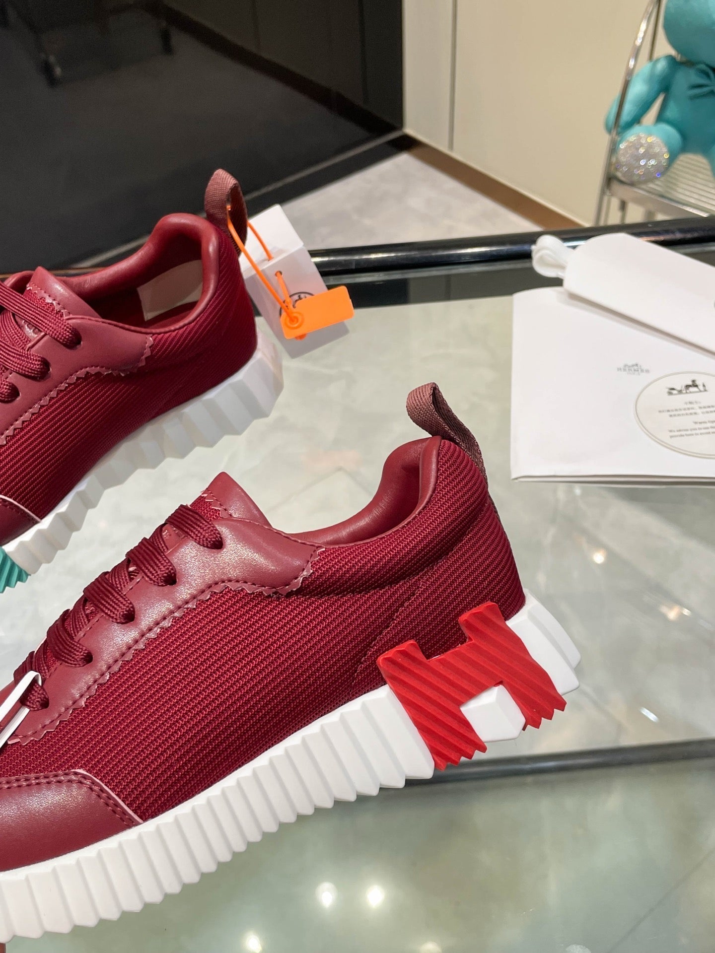 HM Bouncing Sneakers Burgundy Mesh and Sport Goatskin 531349