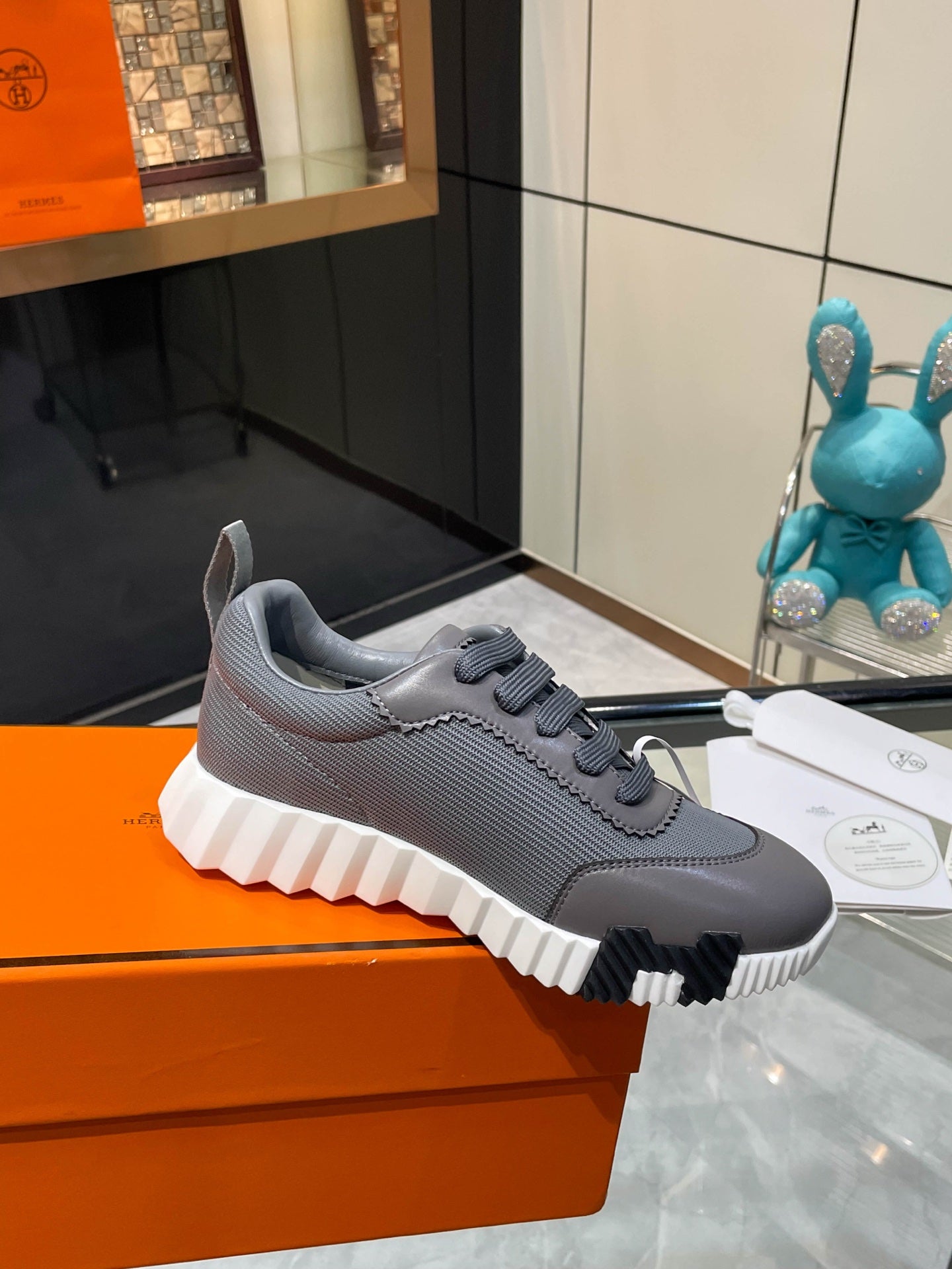 HM Bouncing Sneakers Dark Grey Mesh  and Sport Goatskin 531350