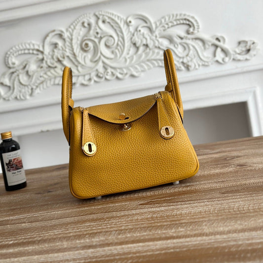 HM Mini Lindy 20cm Mustard Yellow Clemence Leather
