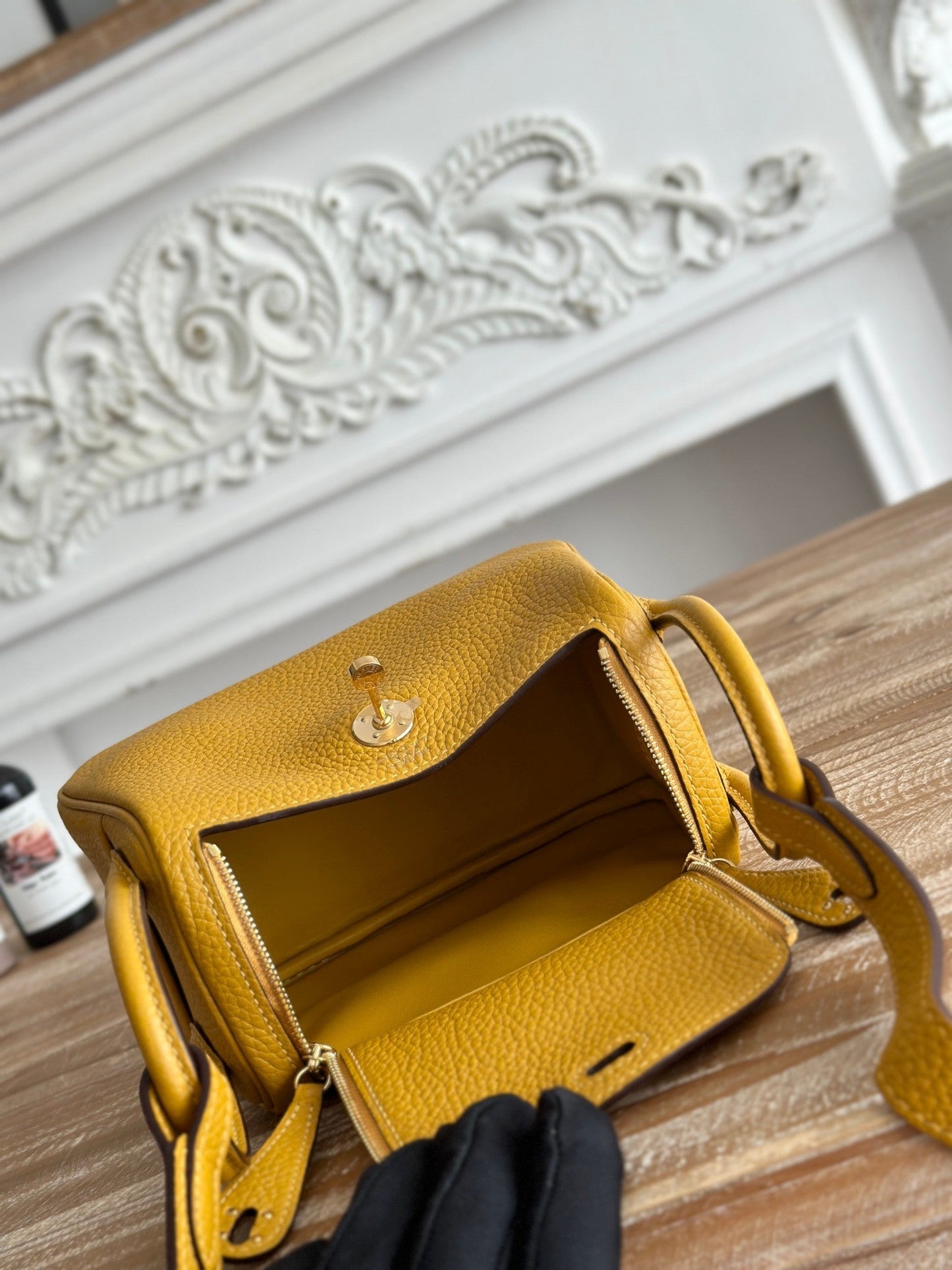 HM Mini Lindy 20cm Mustard Yellow Clemence Leather