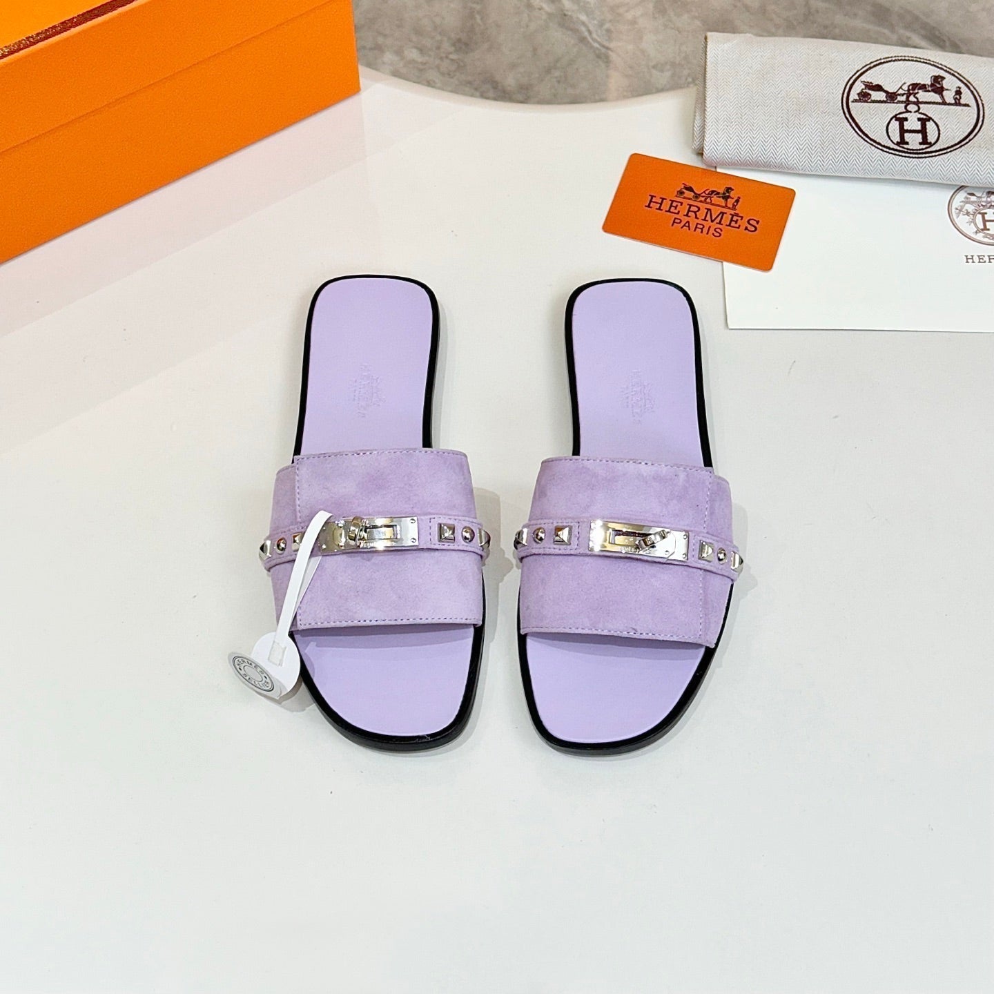 HM 26s Giulia Sandal In Purple Suede Calfskin Silver Hardware