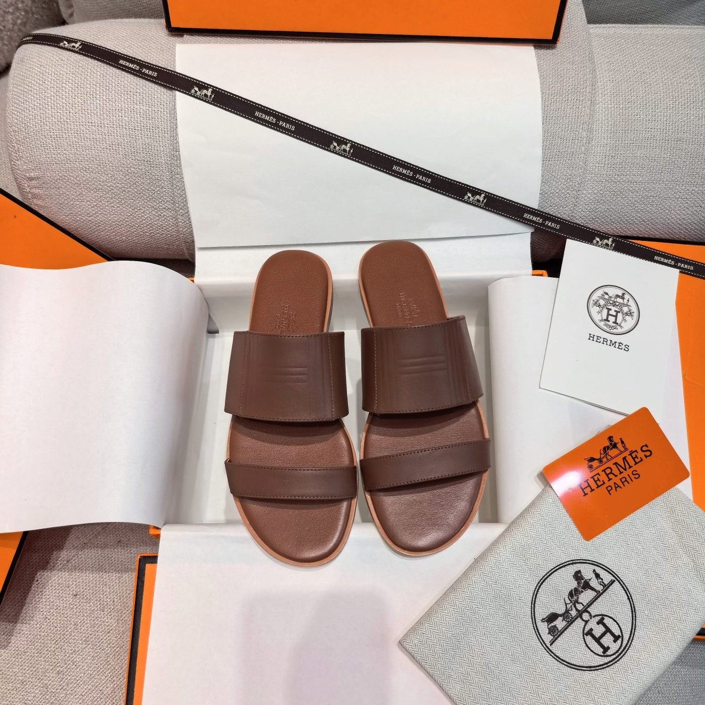 HM Mona Sandals Coffee Leather 799036