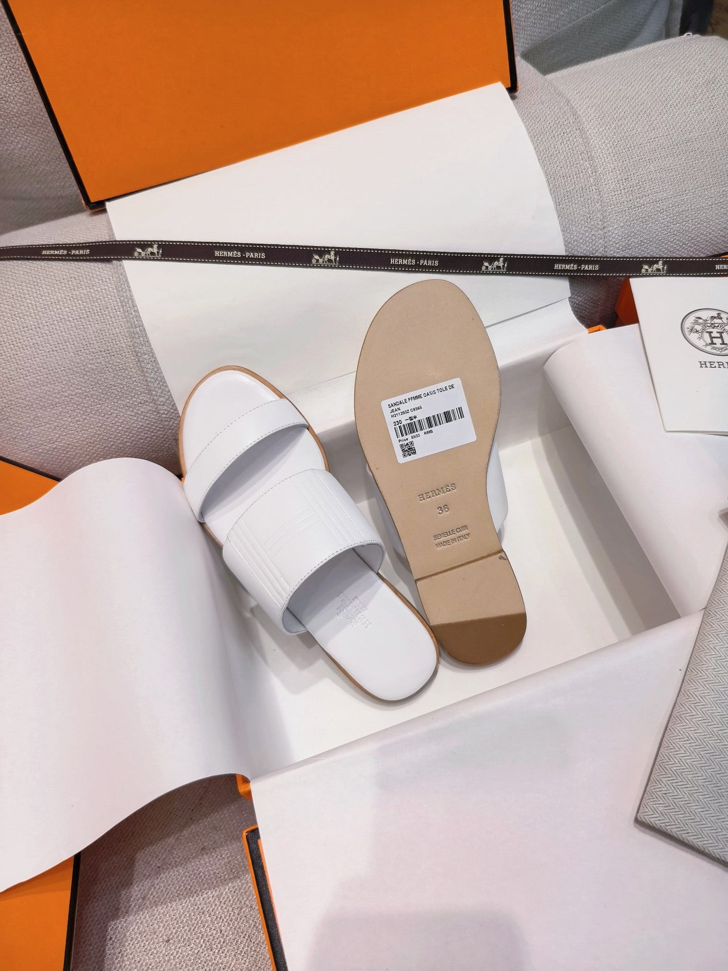 HM Mona Sandals White Leather 799038