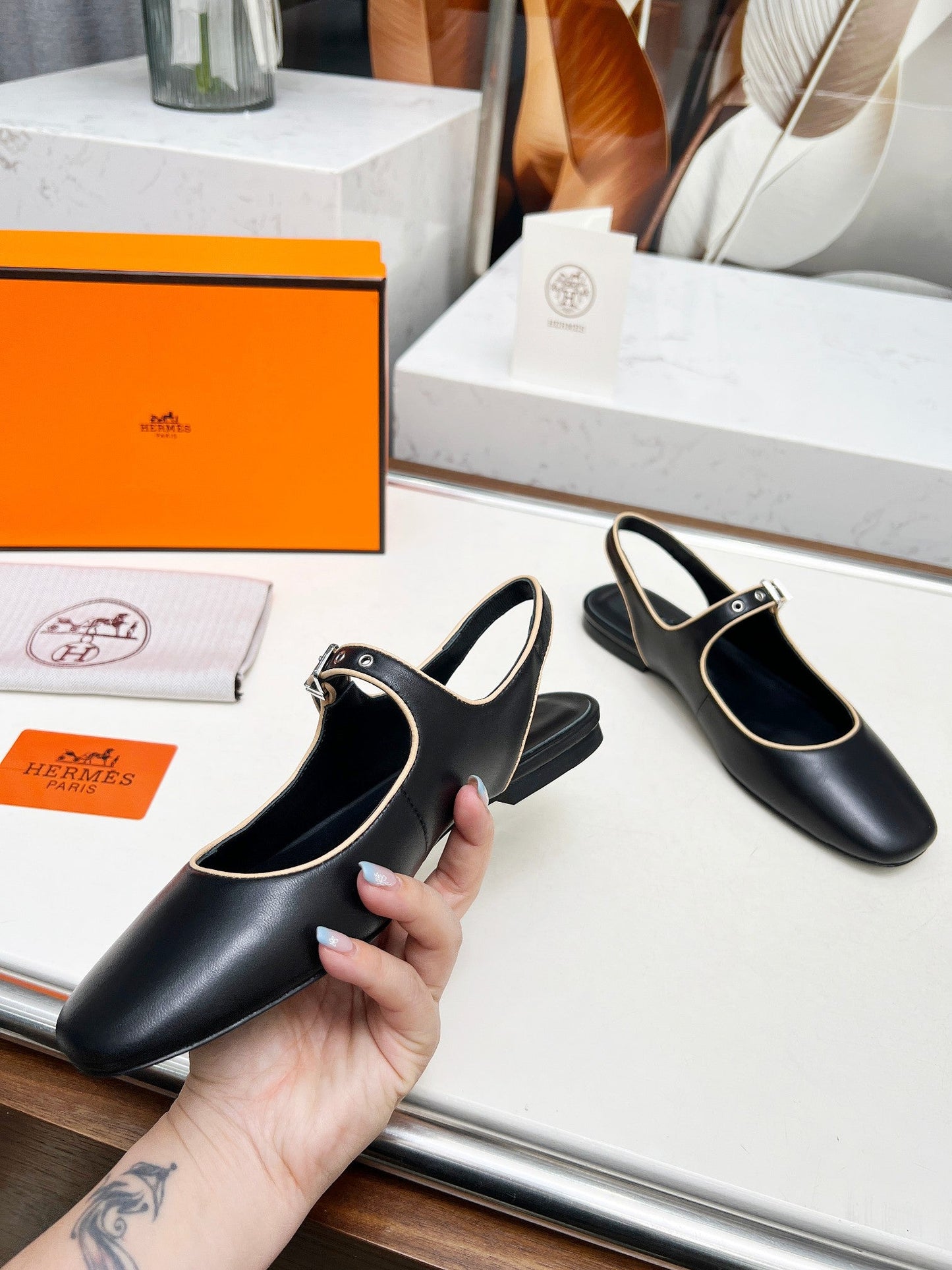 Kleo Slingback Black Lambskin 214069