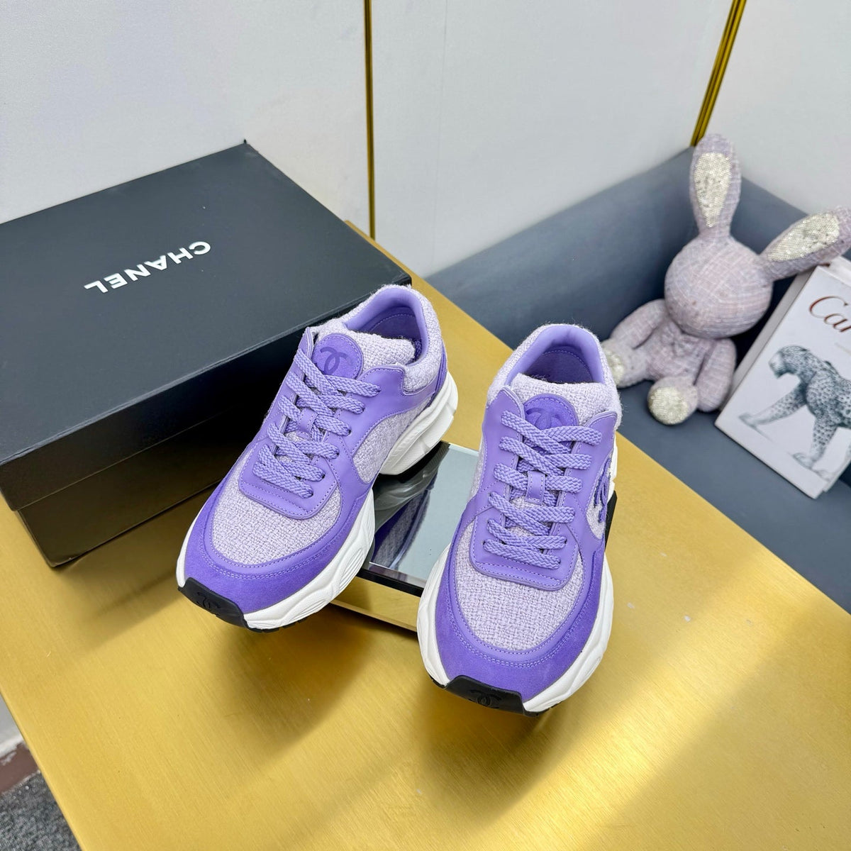 CC 26s Chunky Sneakers Purple Calfskin Tweed 927330