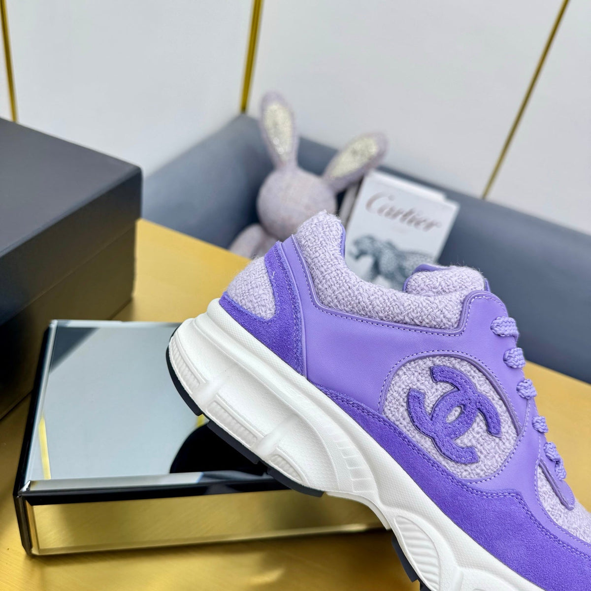 CC 26s Chunky Sneakers Purple Calfskin Tweed 927330