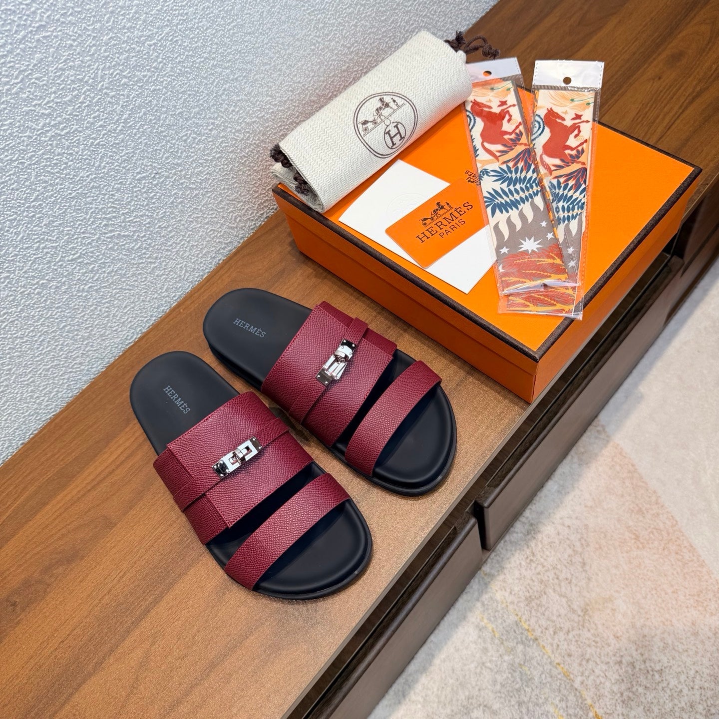 HM Jackson Sandals Burgundy Espom Leather 707171