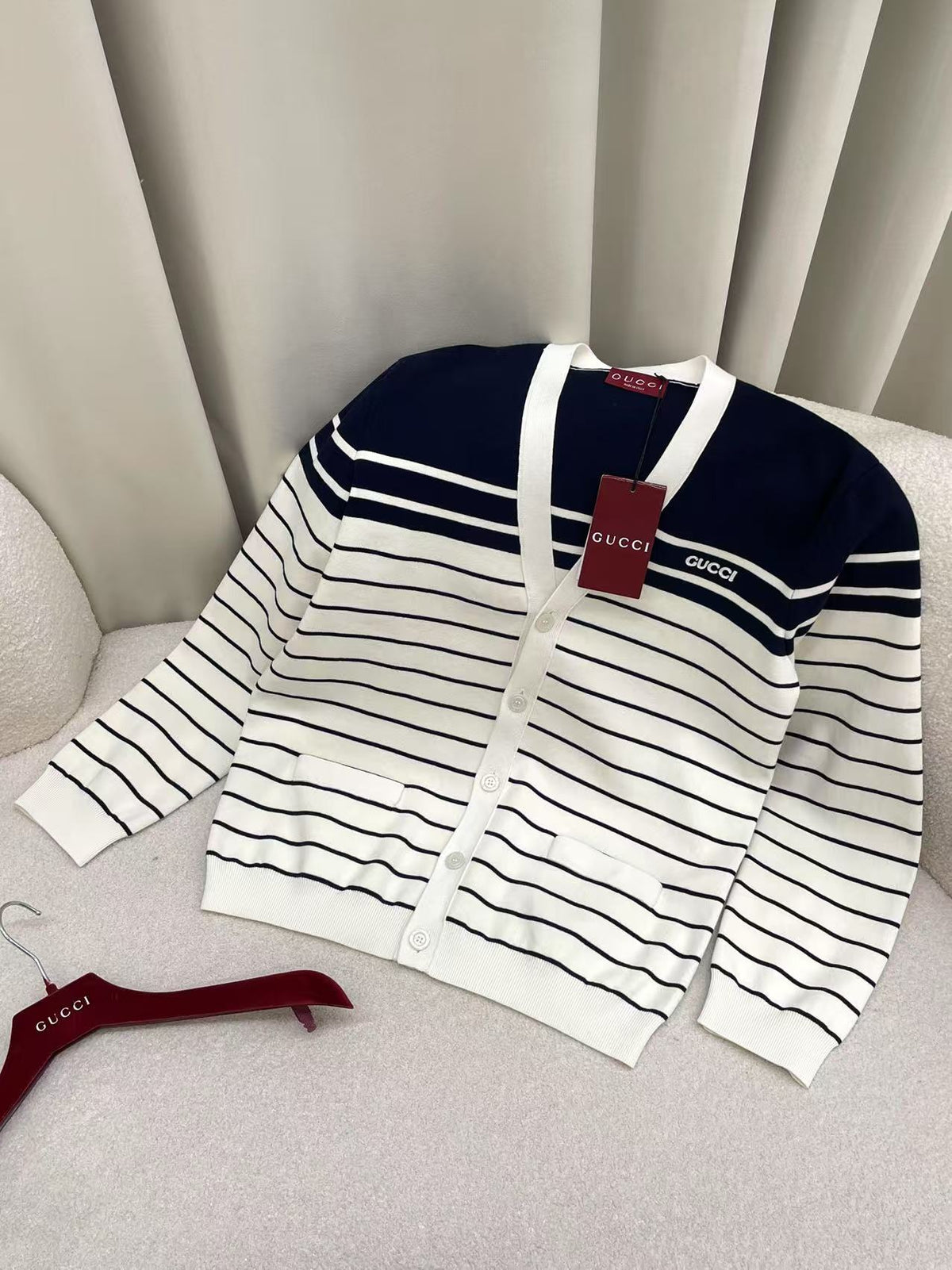 GG 25 Cardigan Black Mix White Wool 0034