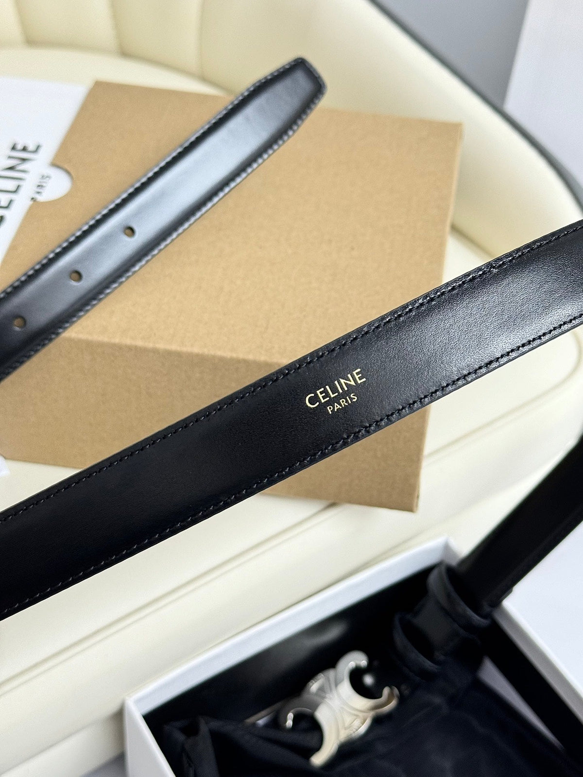 CEL Silver Buckle 18mm Belt Black Cowhide 179732