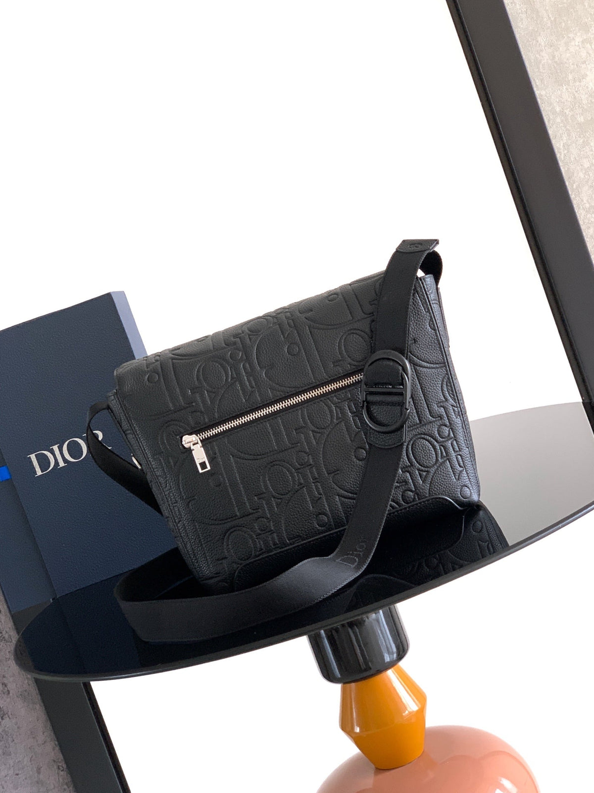 Dior 2026 Rider Zip-Up Messenger Bag 23cm Fabric And Grained Leather