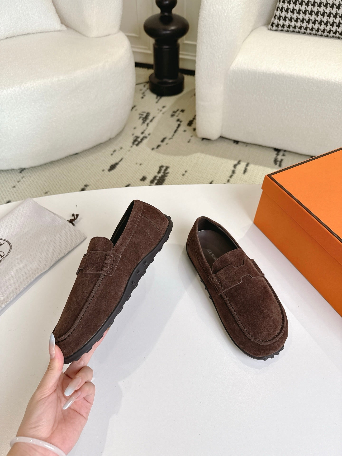 HM Lazy Loafers Coffee Suede 523334