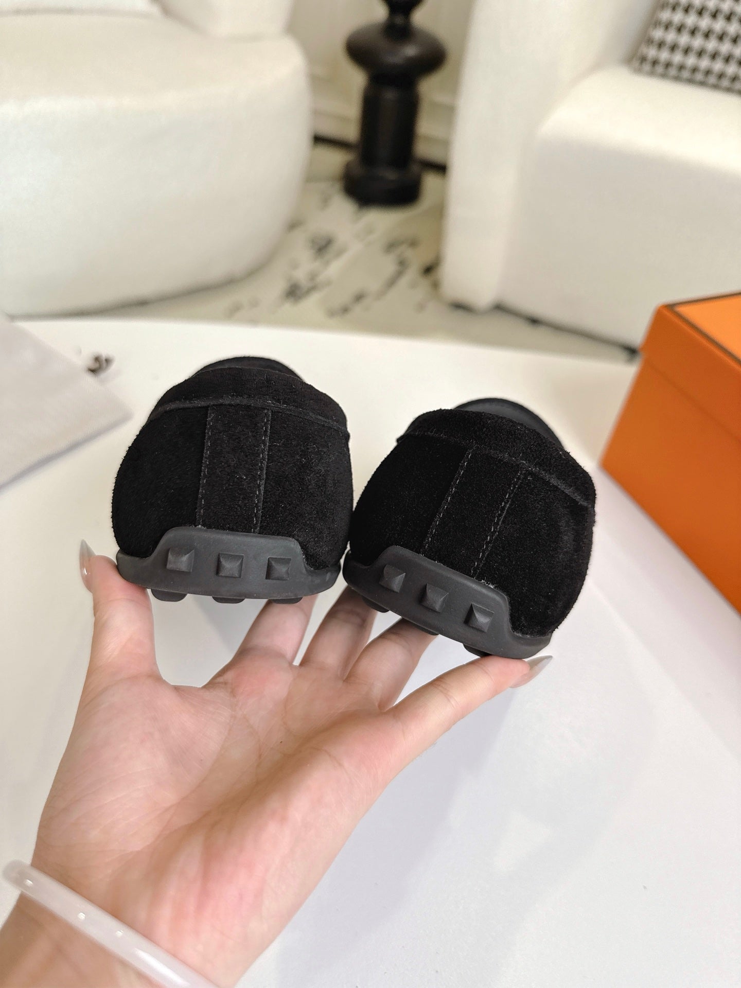 HM Lazy Loafers Black Suede 523337