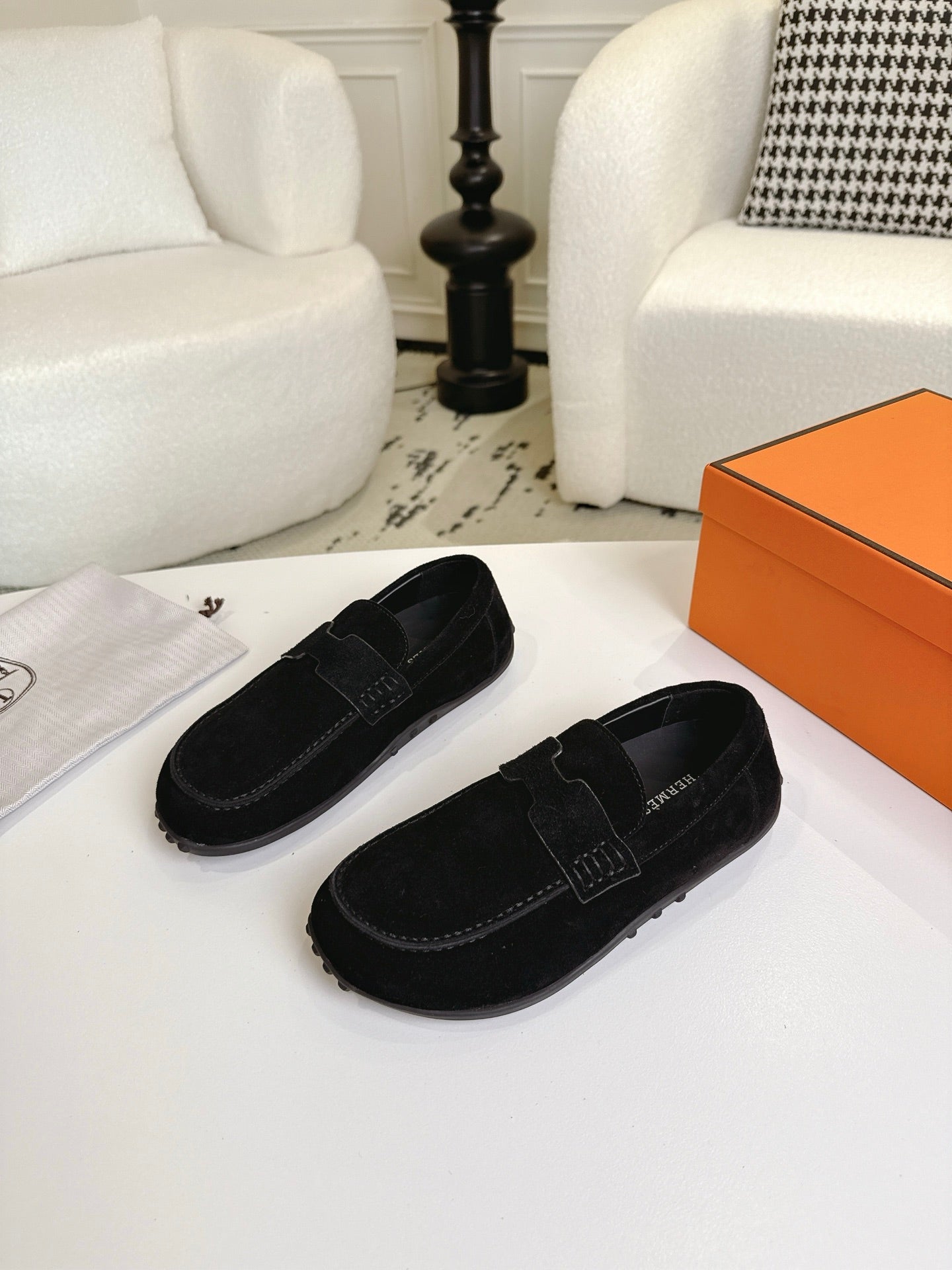 HM Lazy Loafers Black Suede 523337
