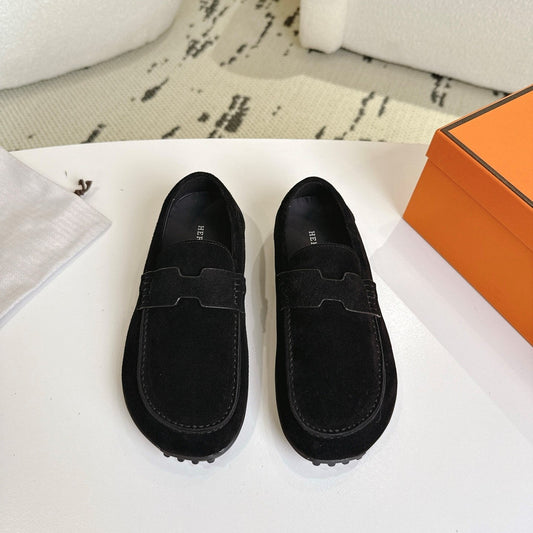 HM Lazy Loafers Black Suede 523337