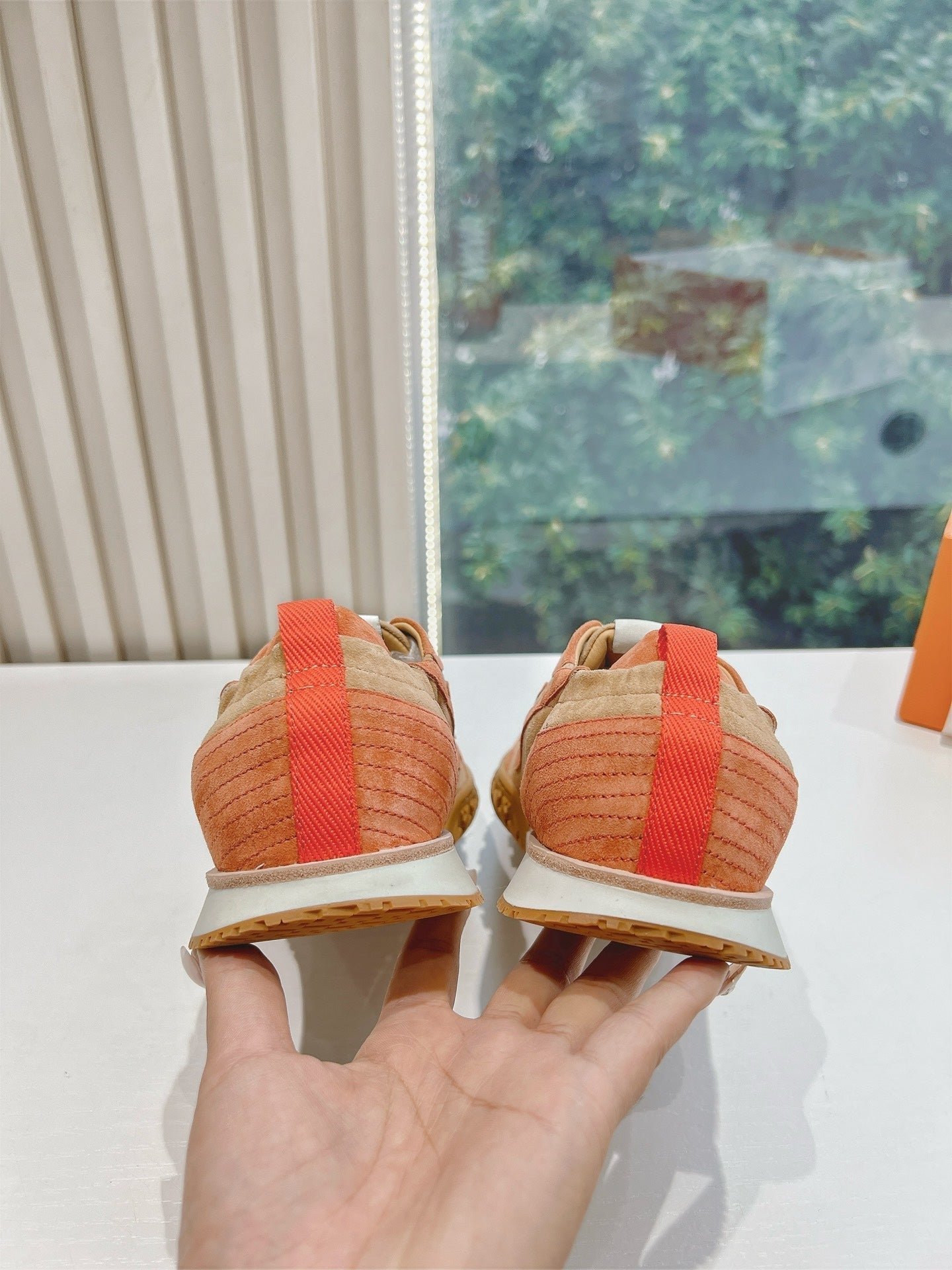 HM JET SNEAKER BROWN ORANGE CALFSKIN SUEDE