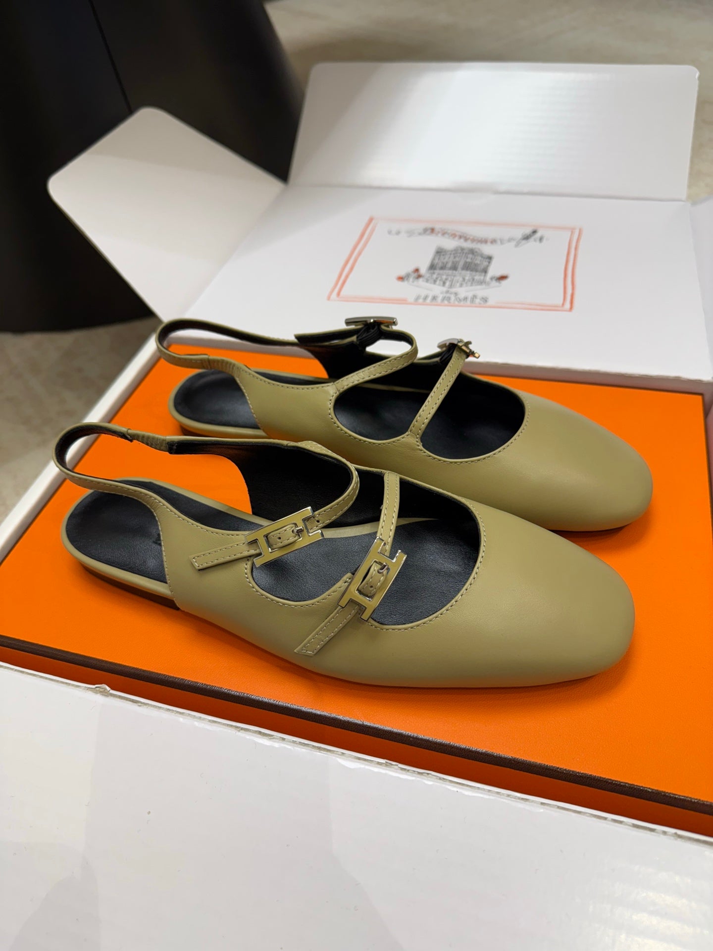 HM Mila Slingback Olive Green Sheepskin 621383