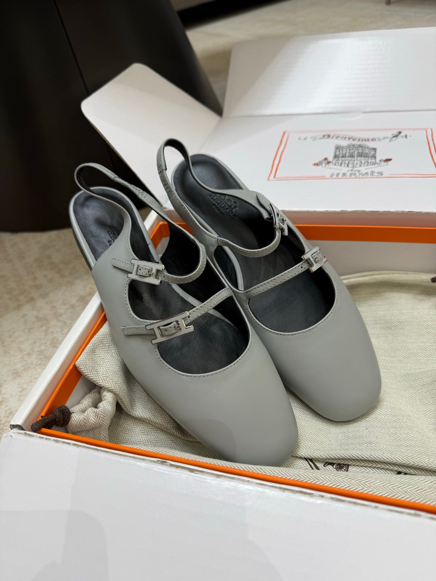 HM Mila Slingback Grey Sheepskin 621379