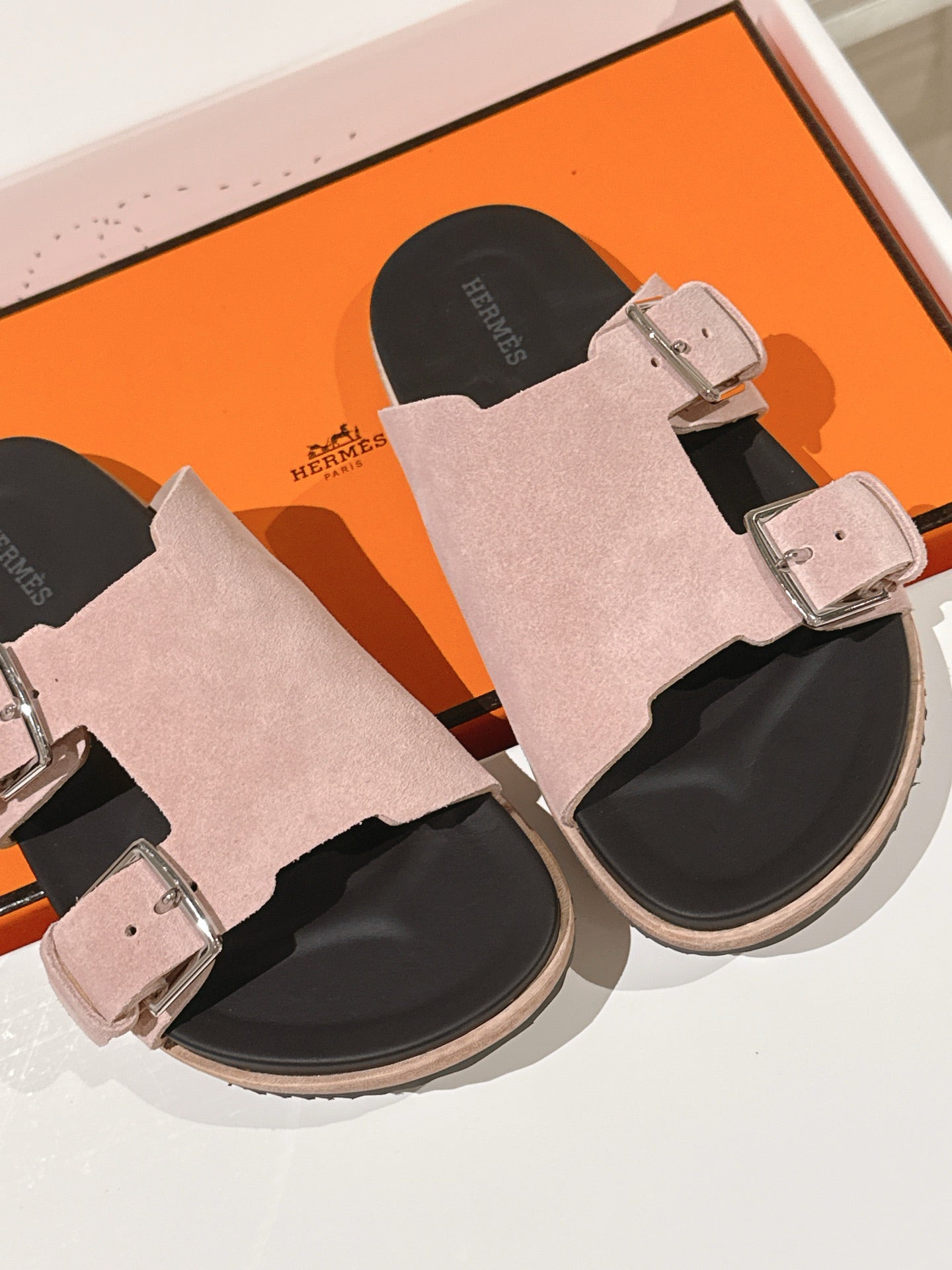 HM 26s Double Buckle Birkenstock Sandals Taupe Suede 968910