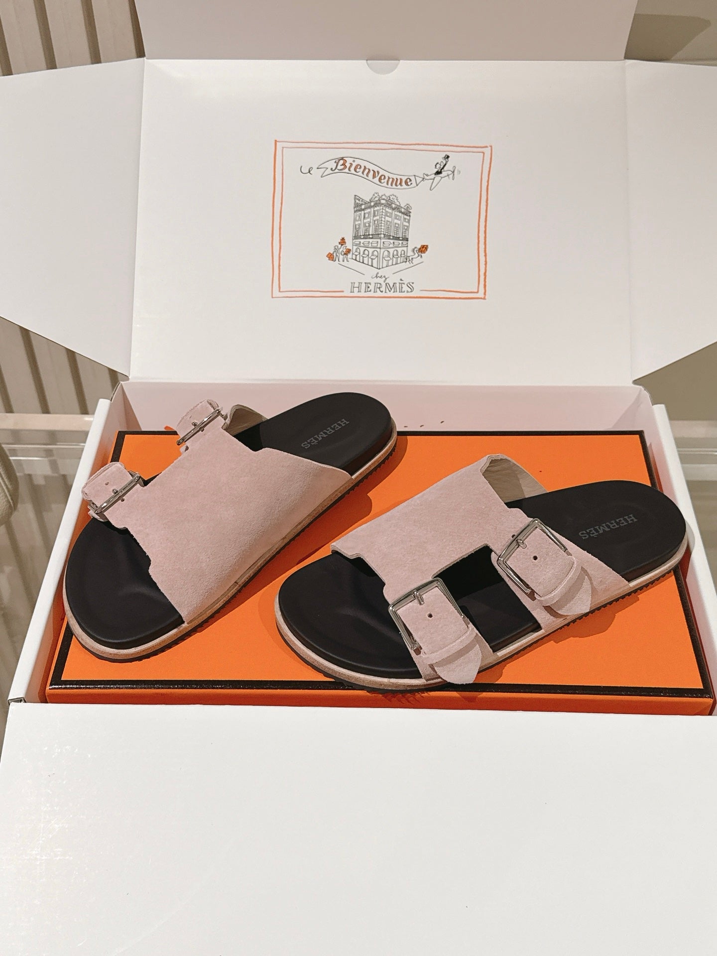 HM 26s Double Buckle Birkenstock Sandals Taupe Suede 968910