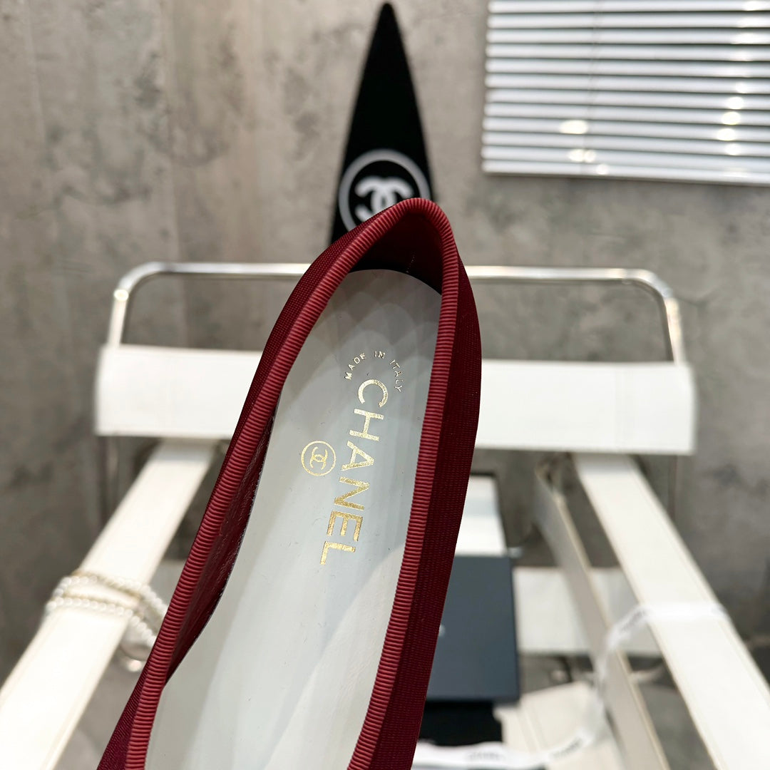 CC Bow Ballet Flats Burgundy Corduroy Fabric 818098