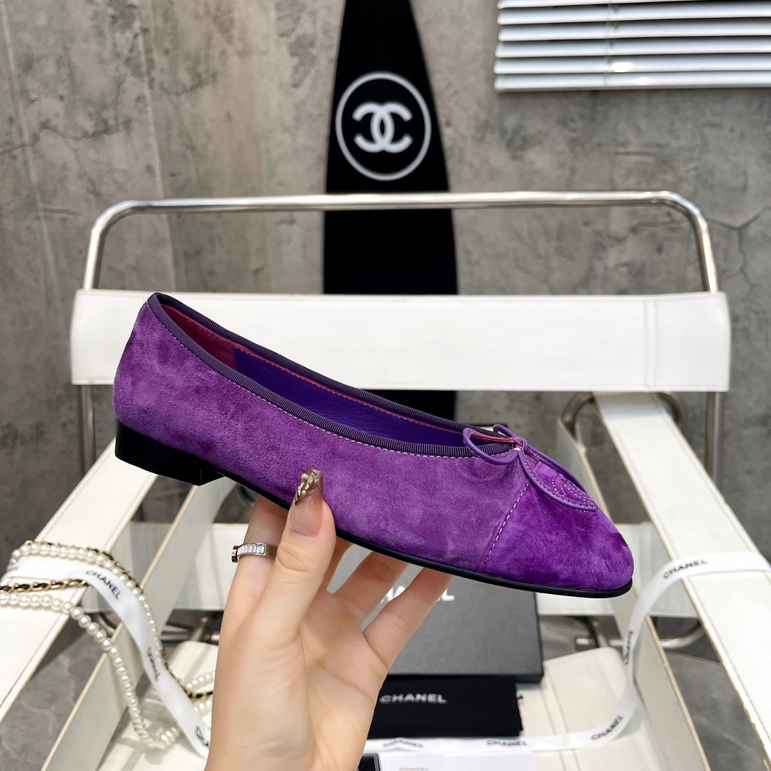 CC Bow Ballet Flats Purple Suede 818102