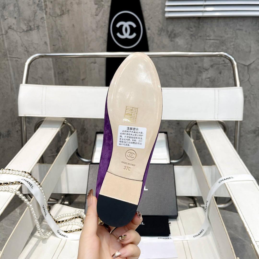 CC Bow Ballet Flats Purple Suede 818102