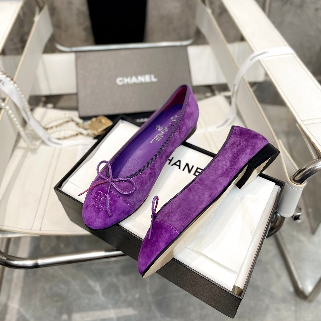 CC Bow Ballet Flats Purple Suede 818102