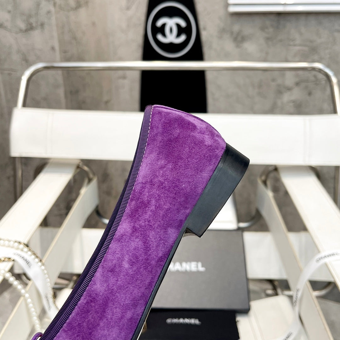 CC Bow Ballet Flats Purple Suede 818102