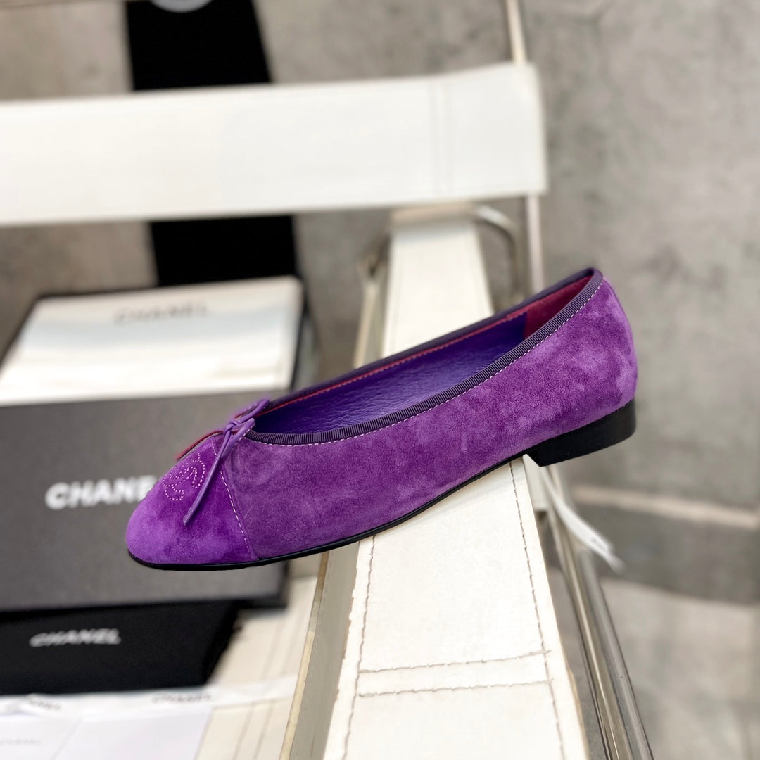 CC Bow Ballet Flats Purple Suede 818102