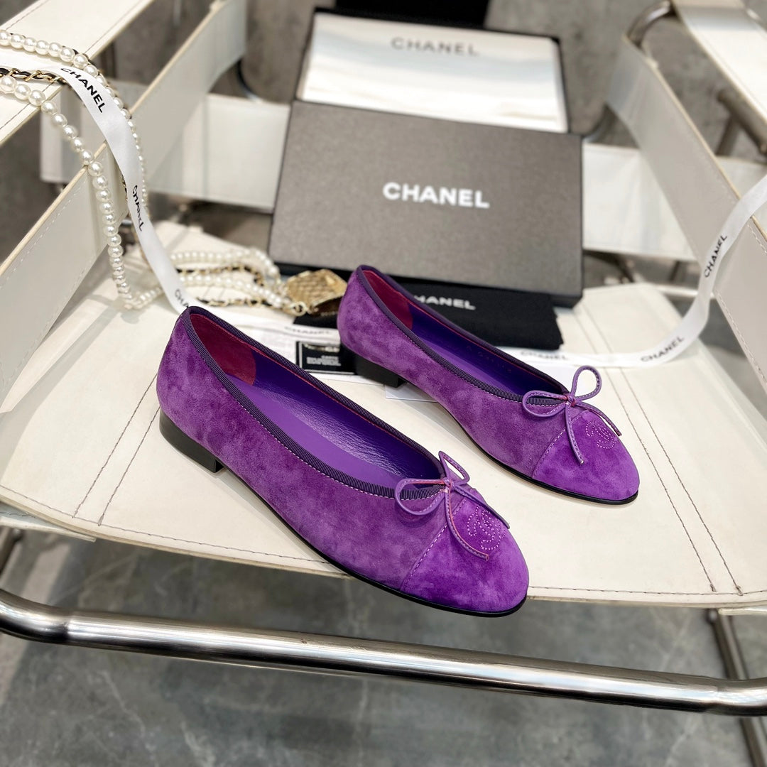 CC Bow Ballet Flats Purple Suede 818102