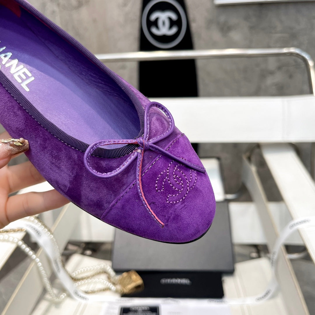 CC Bow Ballet Flats Purple Suede 818102