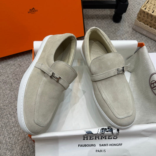 HM Job Loafers Taupe Suede 523217