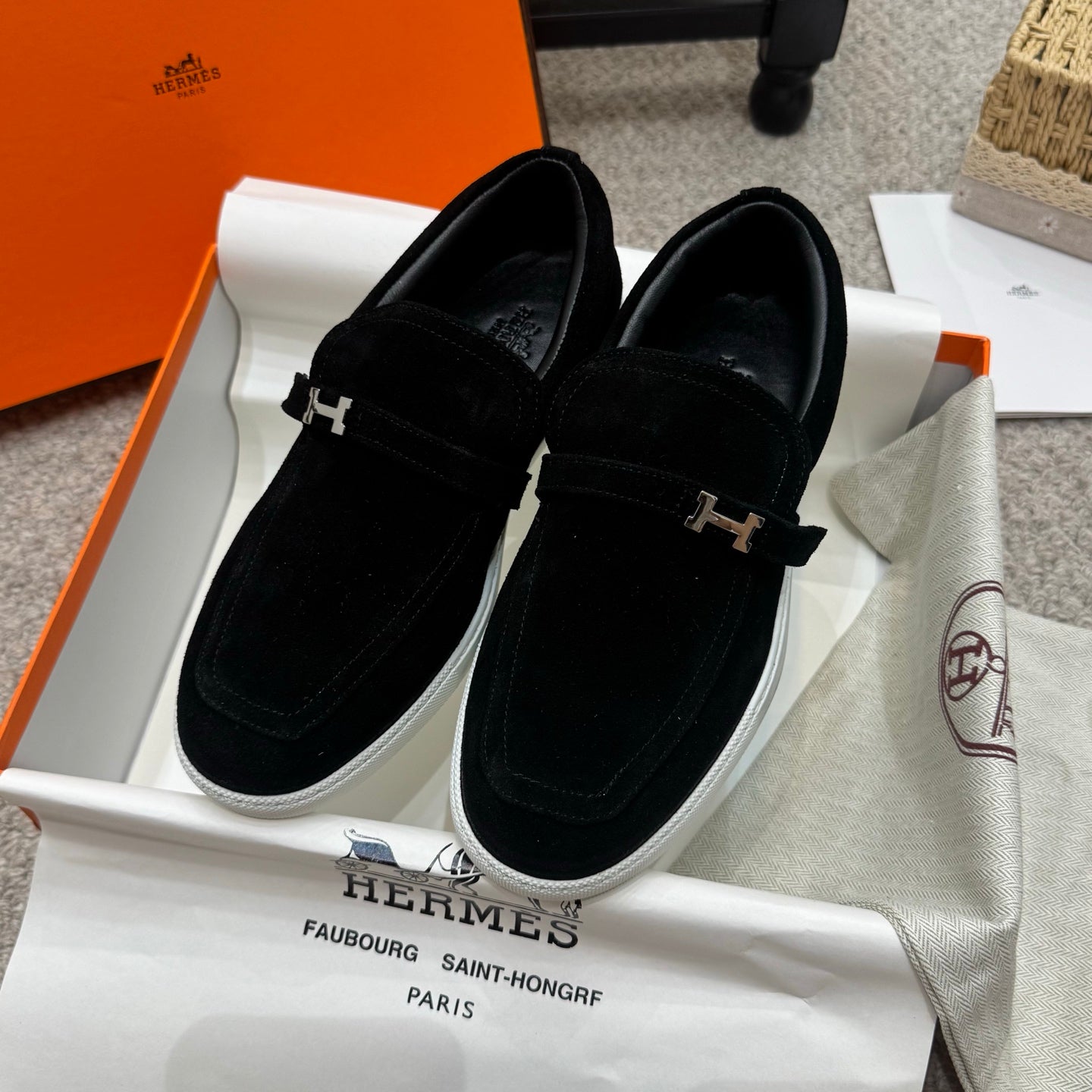 HM Job Loafers Black Suede 523219