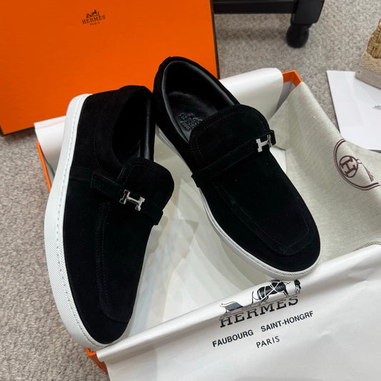 HM Job Loafers Black Suede 523219