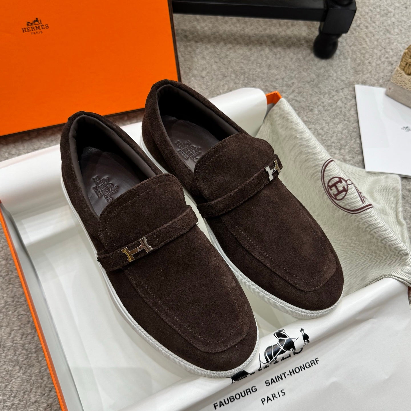 HM Job Loafers Dark Brown Suede 523221