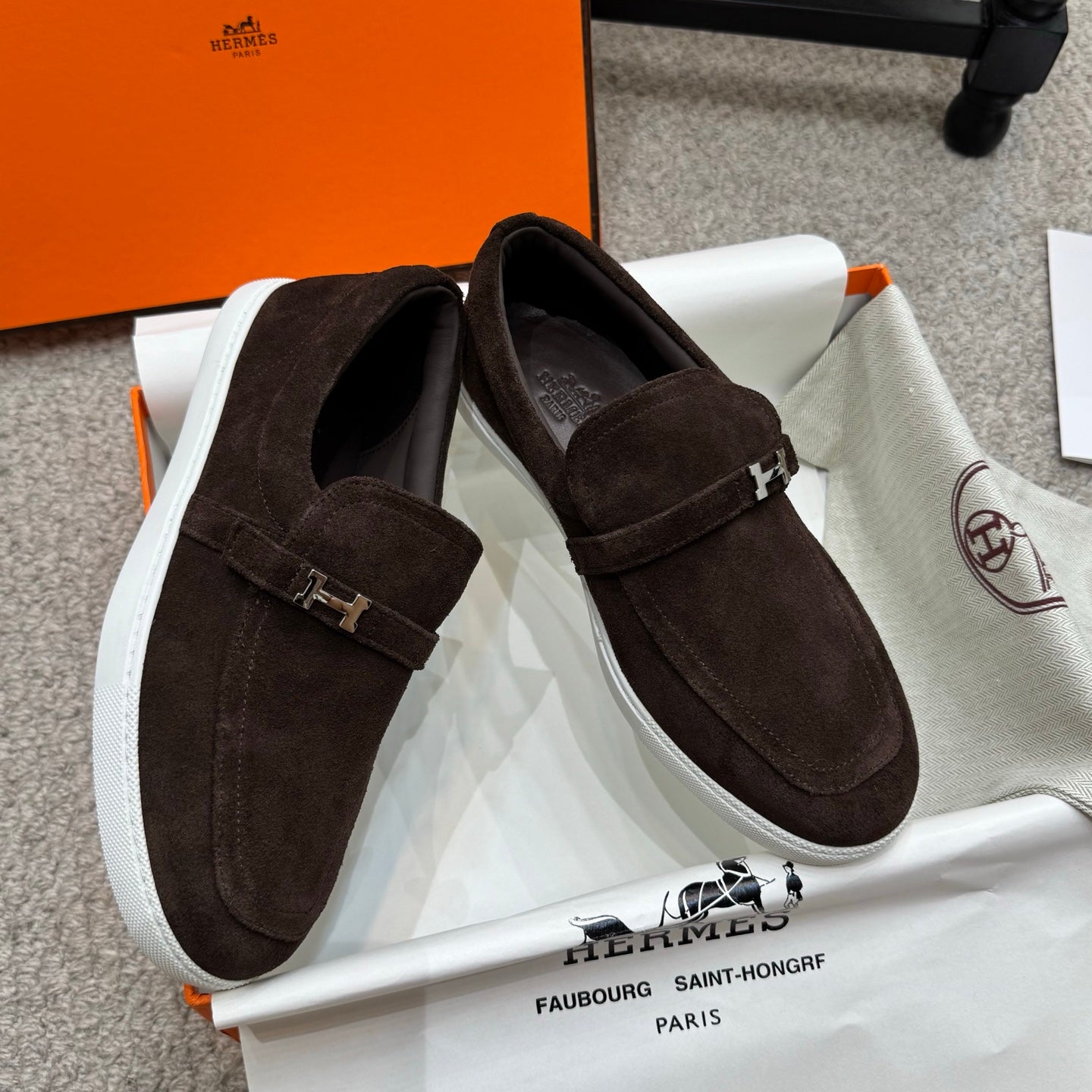 HM Job Loafers Dark Brown Suede 523221