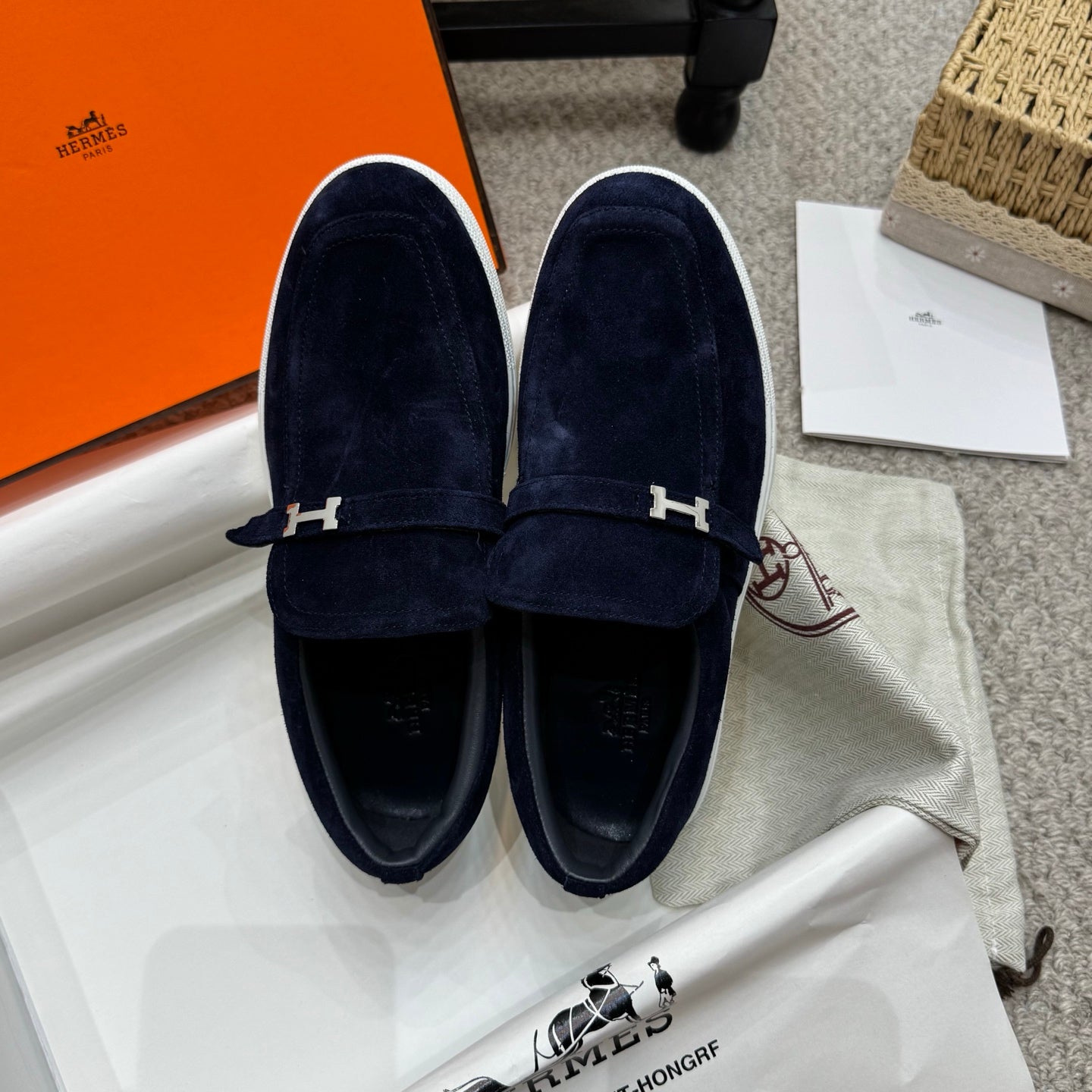 HM Job Loafers Navy Blue Suede 523222
