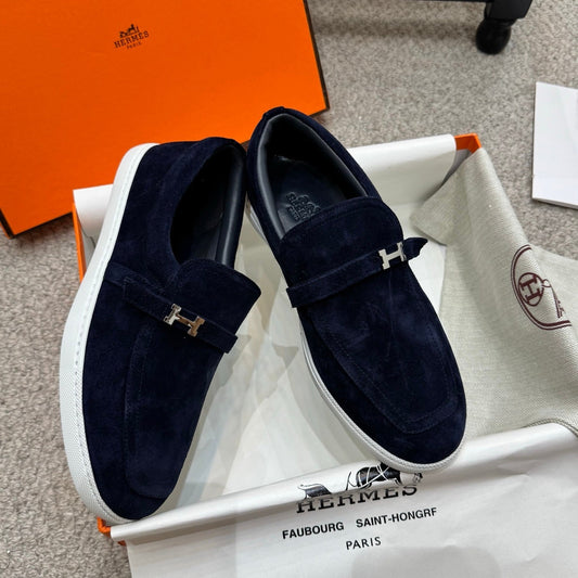 HM Job Loafers Navy Blue Suede 523222
