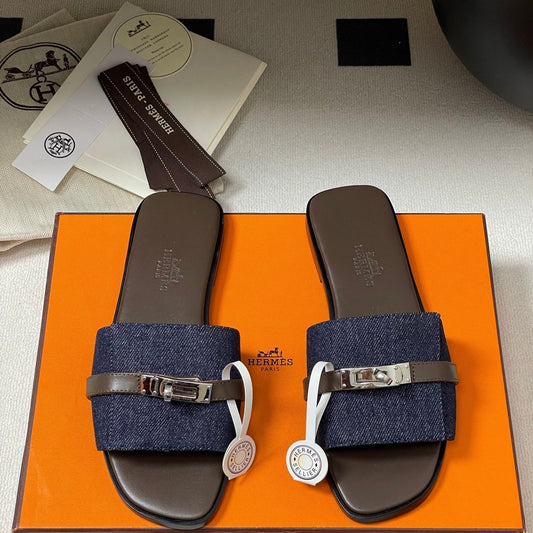 HM Giulia Sandals Blue Denim Calfskin 314022