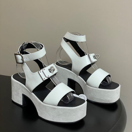 HM Lola 35 Heeled Sandals White Goatskin 534766
