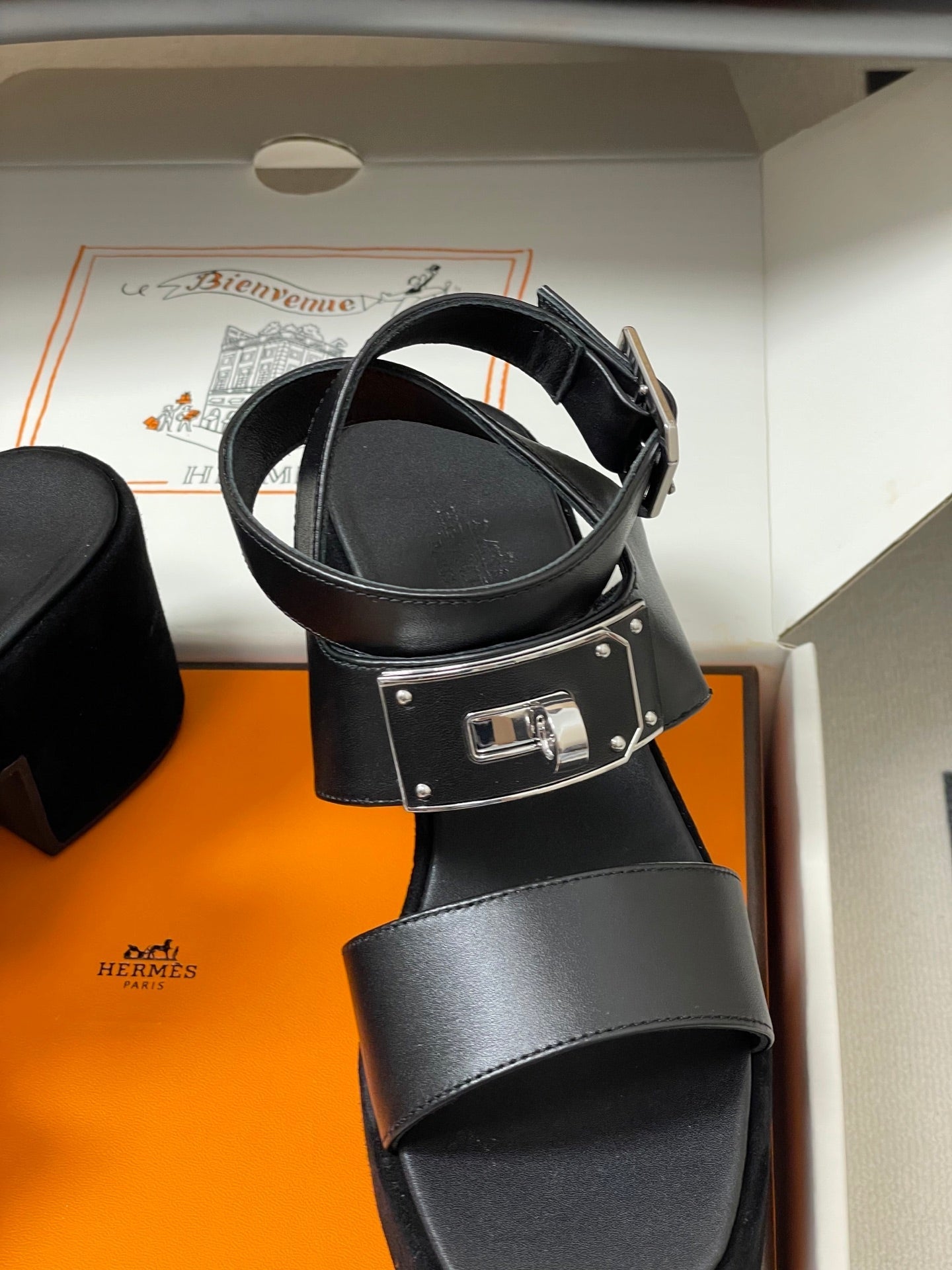 HM Lola 35 Heeled Sandals Black Goatskin 534767