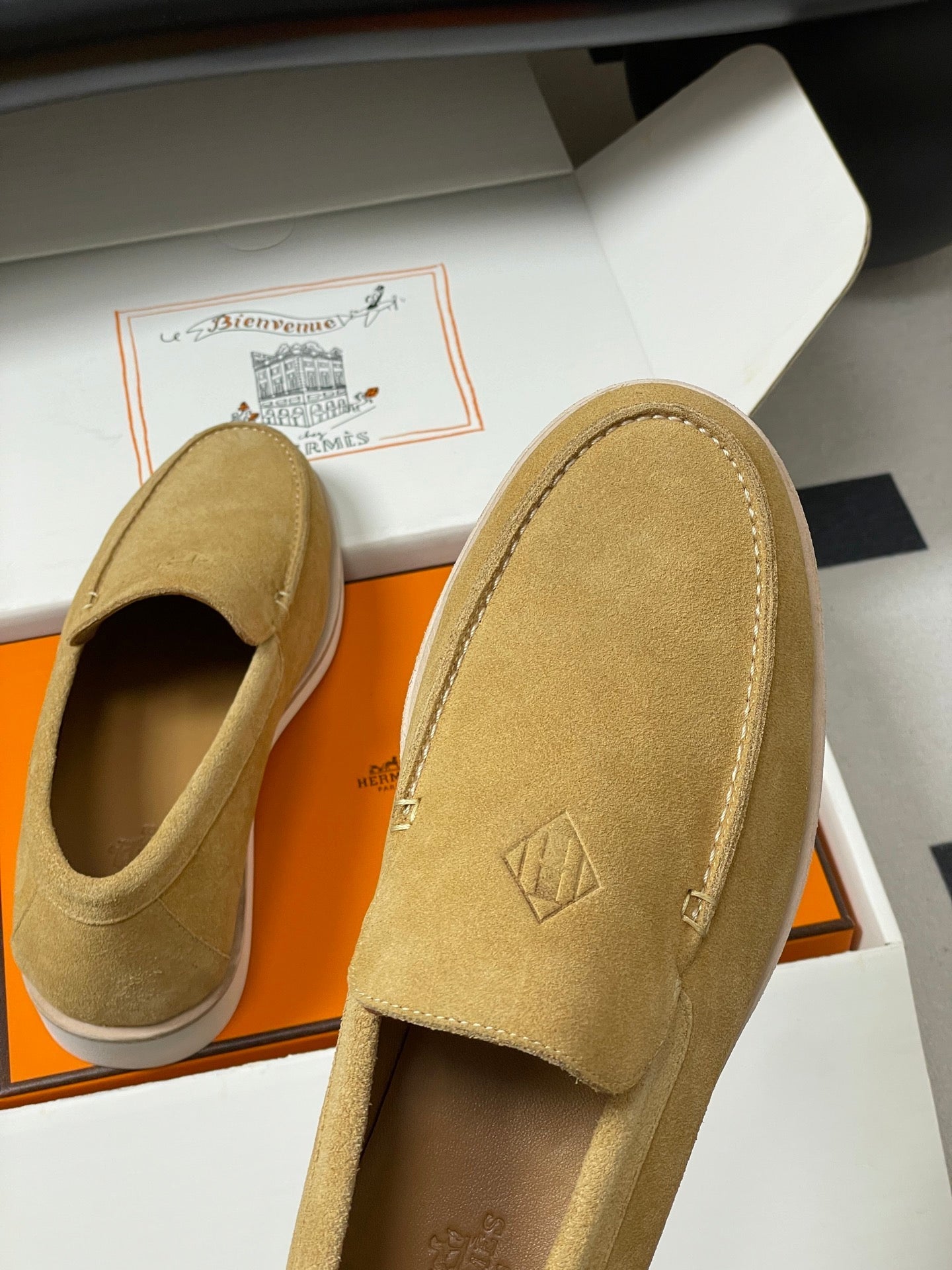 HM Low Loafers Yellow Ochre Suede 593663