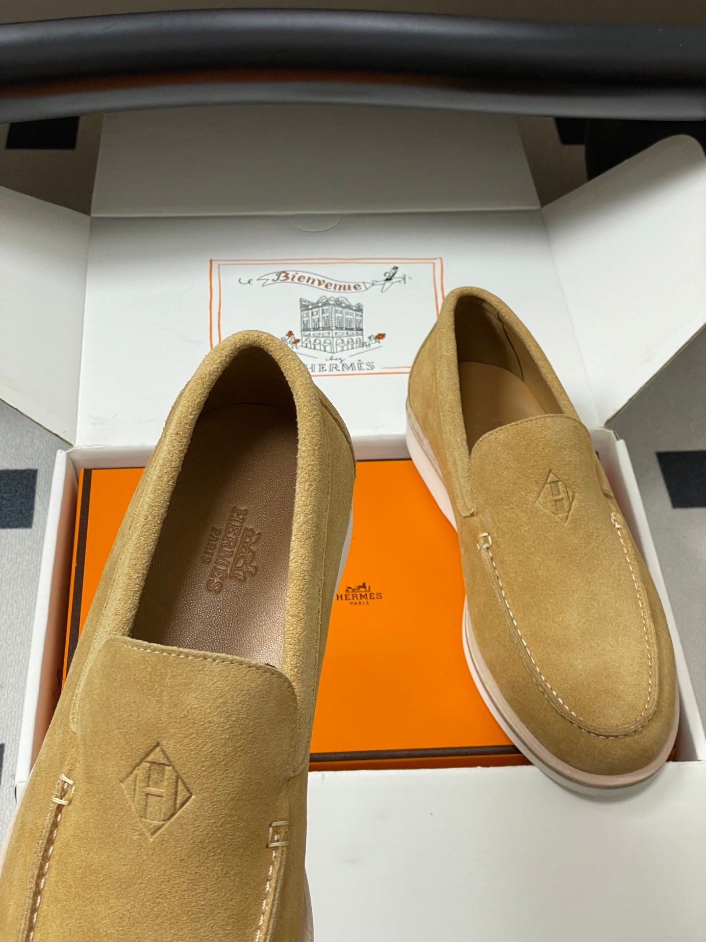 HM Low Loafers Yellow Ochre Suede 593663