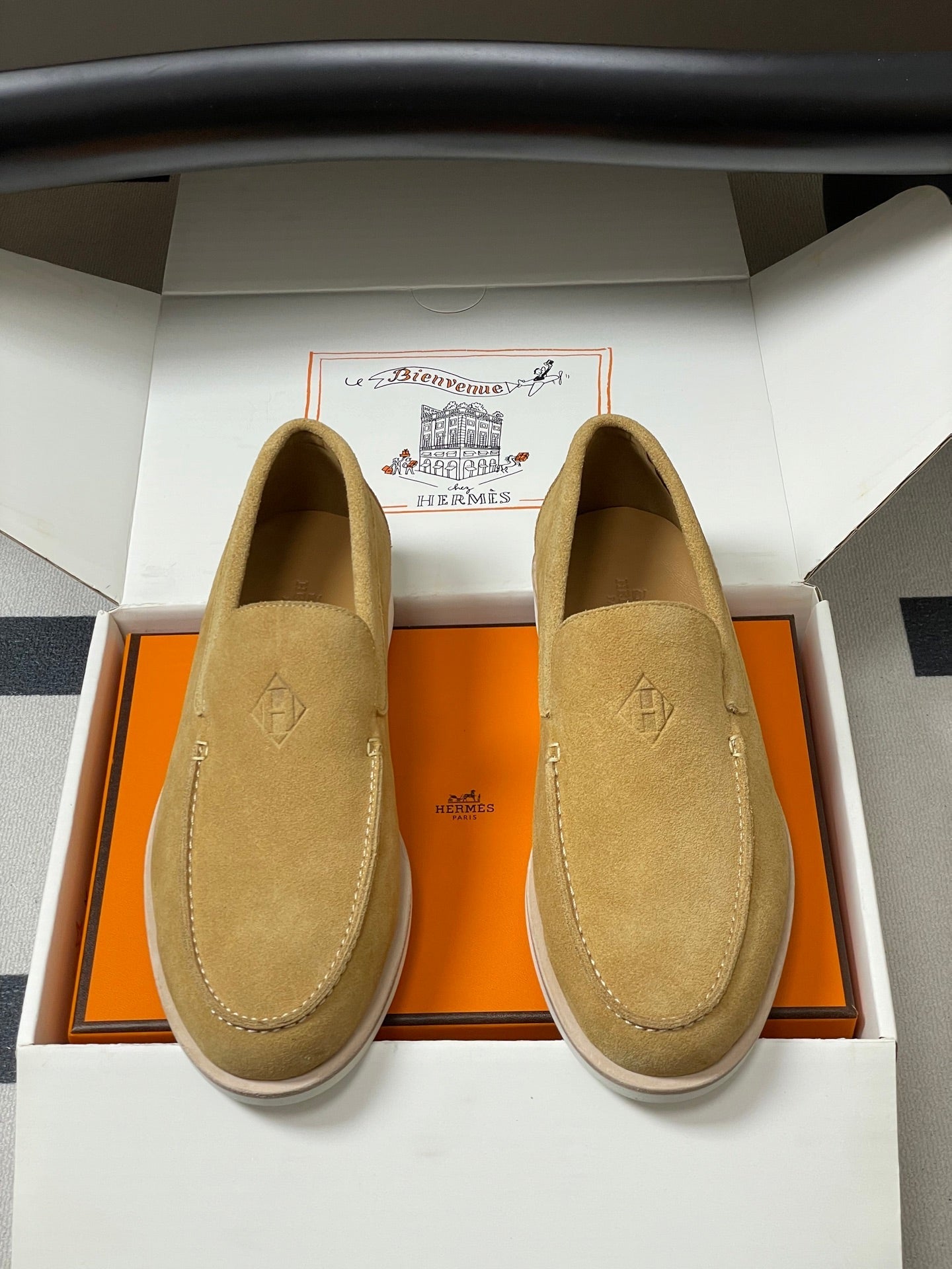 HM Low Loafers Yellow Ochre Suede 593663