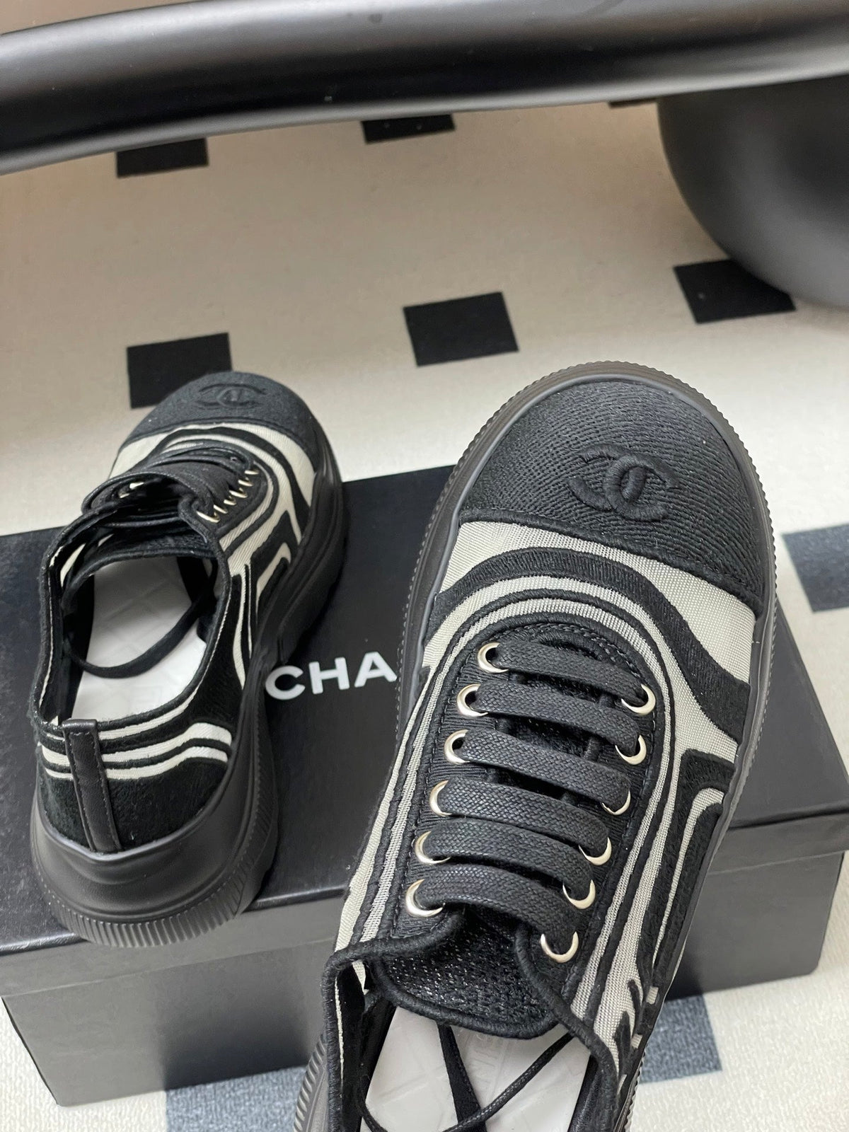 CC 26 Platform Sneaker Black Fabric Mesh 593350