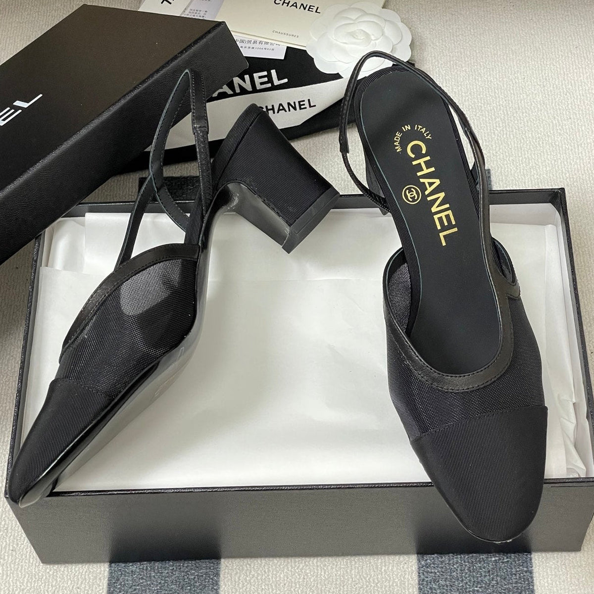 CC 26s Slingback 65mm Mesh Fabric Sheepskin