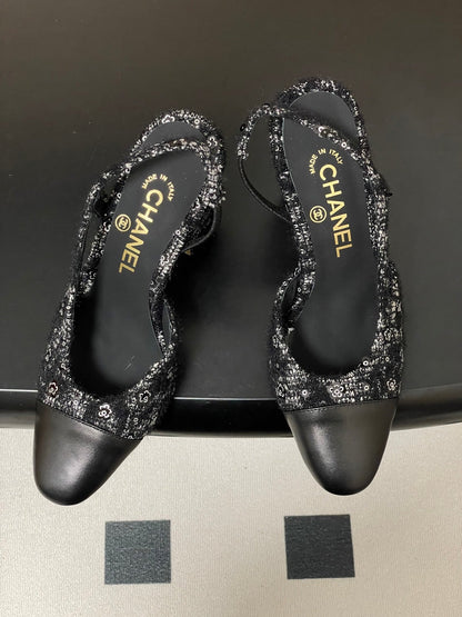 CC 26s Slingback 95 Black Tweed Sheepskin 649418